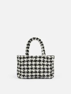 Weiche Clarine-Handtasche aus Wolle mit Pied-de-Poule-Lurex-Muster