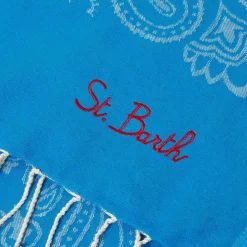 Weicher blauer Fouta-Jacquard mit Bandana-Print