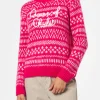 Weicher Damenpullover mit Rundhalsausschnitt, Fair-Isle-Print und Queen of Chalet-Stickerei