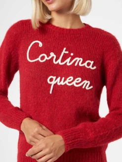Weicher Damenpullover mit Rundhalsausschnitt und Cortina Queen-Stickerei