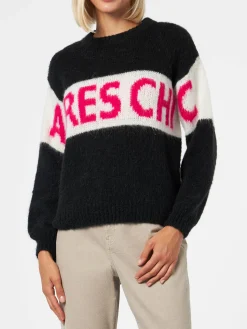 Weicher, kastenförmiger Damenpullover mit Après-Chic-Jacquard-Print