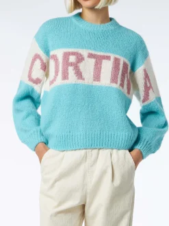 Weicher, kastenförmiger Damenpullover mit Cortina-Jacquard-Print