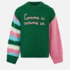 Weicher, kastenförmiger Mädchenpullover mit Comme Ci Comme Ça-Stickerei