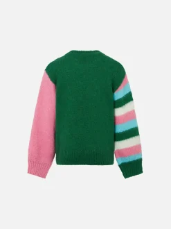Weicher, kastenförmiger Mädchenpullover mit Comme Ci Comme Ça-Stickerei