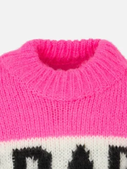 Weicher Mädchenpullover in kastenförmiger Form mit St. Barth-Jacquard-Print
