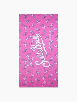 Weiches Frottee-Strandtuch mit rosa Paisley-Print