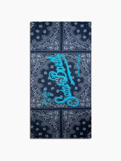 weiches Frottee-Strandtuch mit blauem Bandana-Print