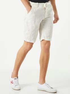 Weiße bestickte Bermudashorts