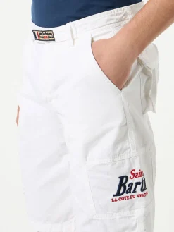 Weiße Cargo-Bermuda mit Taschen
