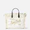 Weiße Chenille-Colette-Handtasche mit Logo-Stickerei