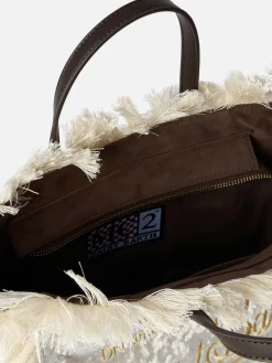 Weiße Chenille-Colette-Handtasche mit Logo-Stickerei