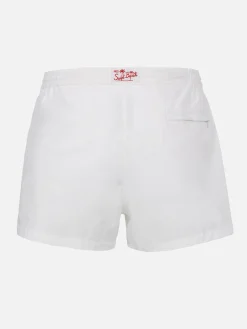 Weiße Herren-Badeshorts mit tailliertem Schnitt von Harrys
