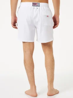 Weiße Komfort-Badeshorts für Herren