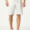 Weiße Leinen-Bermudashorts