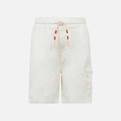 Weiße Leinen-Bermudashorts