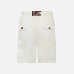 Weiße Leinen-Bermudashorts