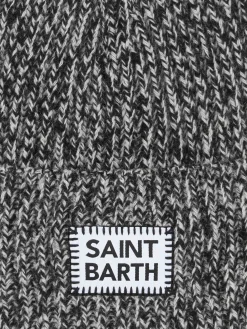 Weiße Mouliné-Mütze für Damen mit Saint-Barth-Stickerei