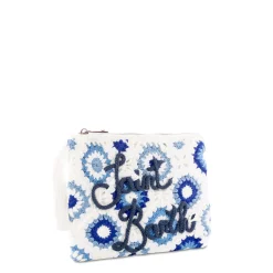 Weiße Parisienne-Häkelclutch mit Saint-Barth-Stickerei