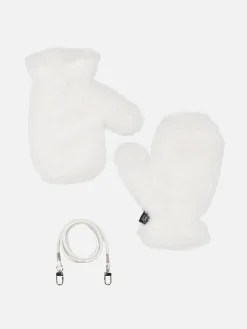 Weiße Pelzhandschuhe Muffy für Damen