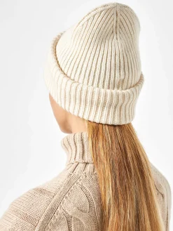 Weiße Strickmütze für Damen