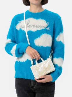 Weiße Telefontasche aus Chenille mit Saint Barth-Logostickerei