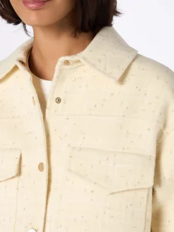 Weiße Woll-Tweedjacke für Damen von Chantel mit Pailletten