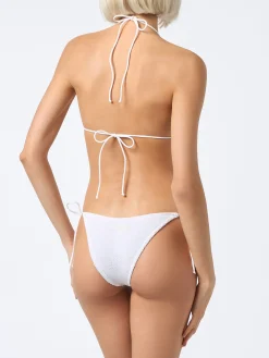 Weißer Crinkle-Triangel-Bikini für Damen Leah Marielle