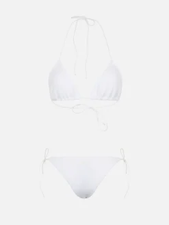 Weißer Crinkle-Triangel-Bikini für Damen Leah Marielle
