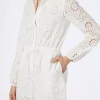 Weißer Damen-Playsuit aus Sangallo-Spitze aus Baumwolle Julian