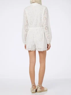 Weißer Damen-Playsuit aus Sangallo-Spitze aus Baumwolle Julian