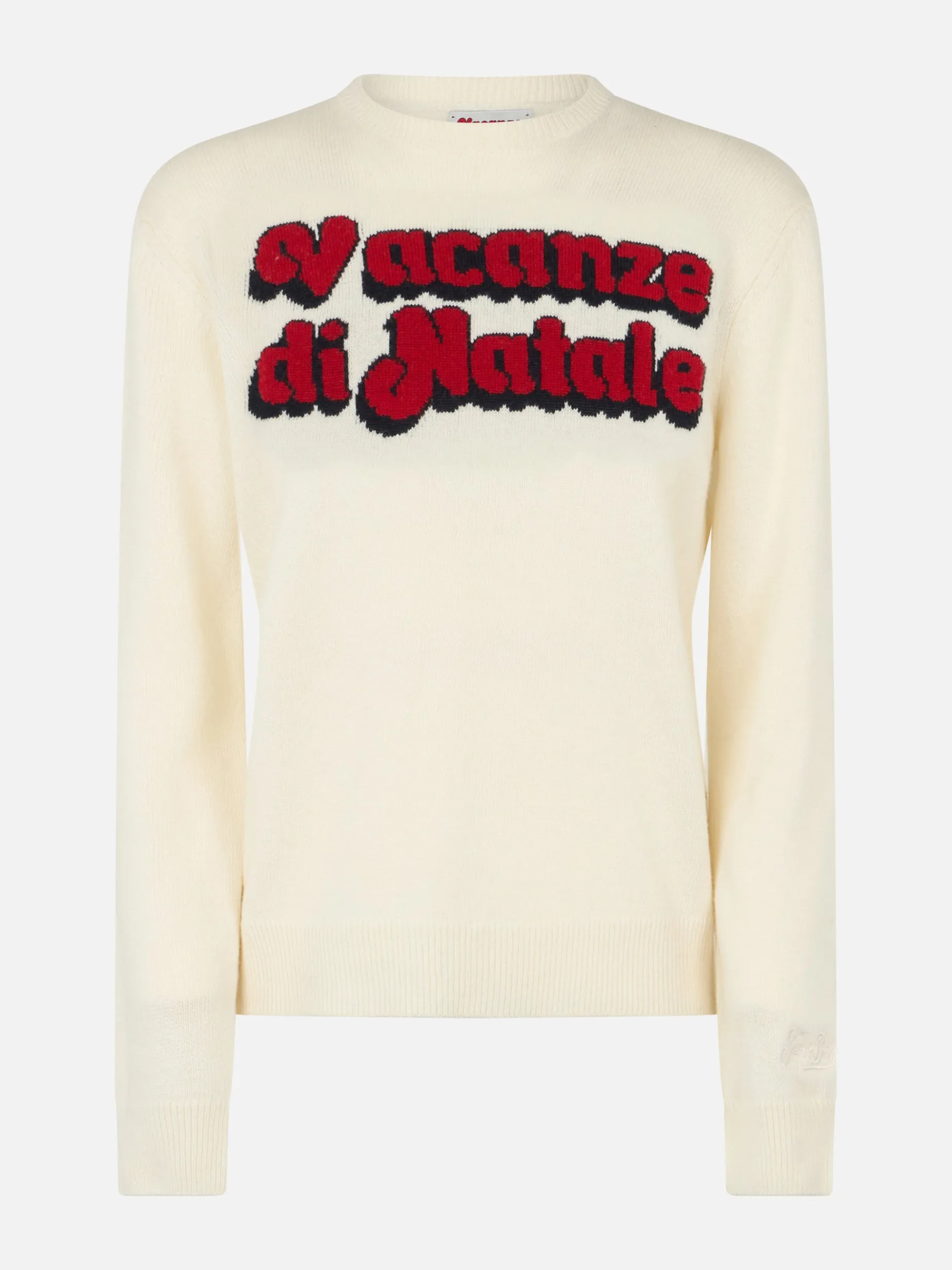 Weißer Damenpullover New Queen mit Vacanze di Natale-Logoaufdruck | VACANZE DI NATALE SONDERAUSGABE