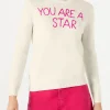 Weißer Damenpullover „You are a (Ba)star(d)“-Stickerei