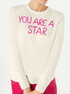 Weißer Damenpullover „You are a (Ba)star(d)“-Stickerei