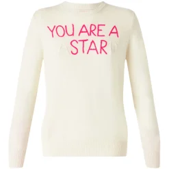 Weißer Damenpullover „You are a (Ba)star(d)“-Stickerei