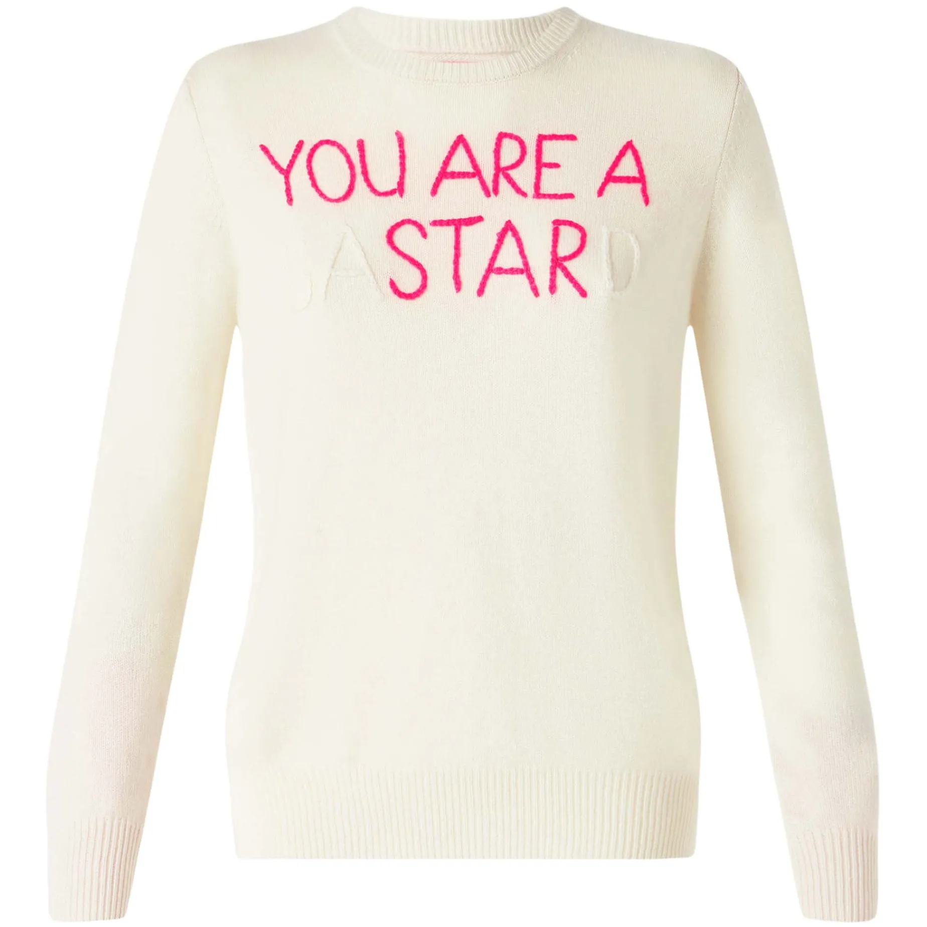Weißer Damenpullover „You are a (Ba)star(d)“-Stickerei