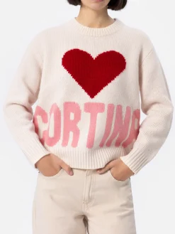 Weißer Fair-Isle-Pullover Kyla für Damen mit Cortina-Print