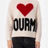 Weißer Fair-Isle-Pullover Kyla für Damen mit Courma-Print