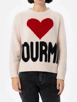 Weißer Fair-Isle-Pullover Kyla für Damen mit Courma-Print