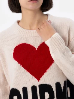 Weißer Fair-Isle-Pullover Kyla für Damen mit Courma-Print