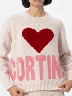 Weißer Fair-Isle-Pullover Kyla für Damen mit Cortina-Print