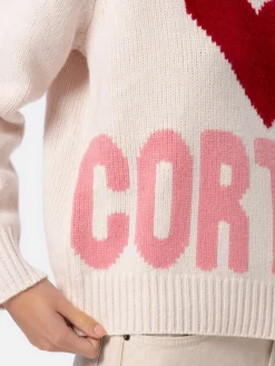 Weißer Fair-Isle-Pullover Kyla für Damen mit Cortina-Print