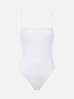 Weißer, gerippter Damen-Badeanzug