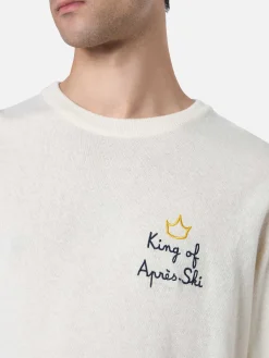 Weißer Herrenpullover Heron mit King of Après-Ski-Stickerei