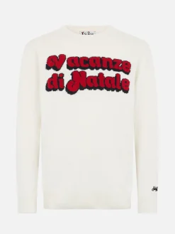 Weißer Herrenpullover Heron mit Logo-Jacquard-Print Vacanze di Natale | VACANZE DI NATALE SONDERAUSGABE