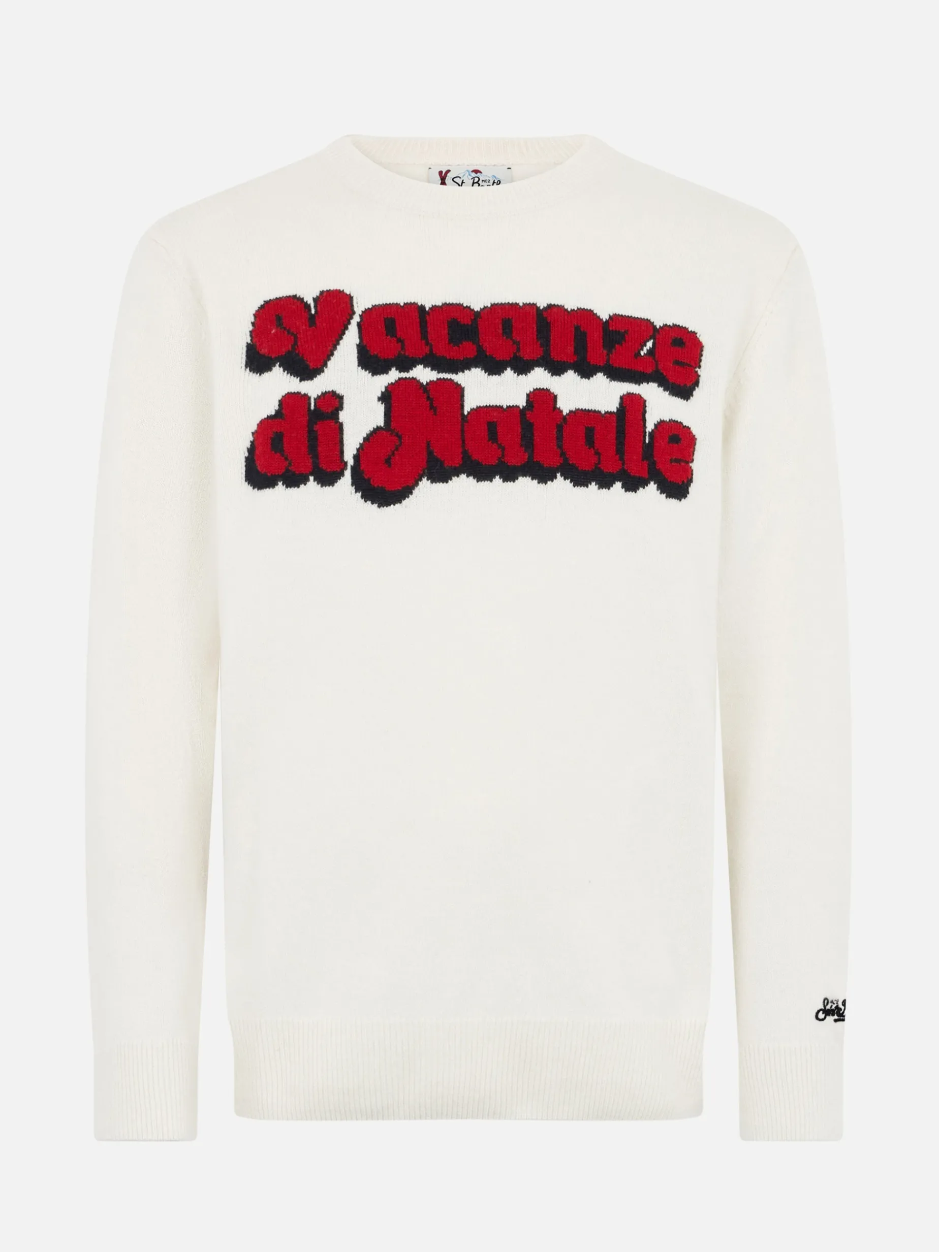 Weißer Herrenpullover Heron mit Logo-Jacquard-Print Vacanze di Natale | VACANZE DI NATALE SONDERAUSGABE