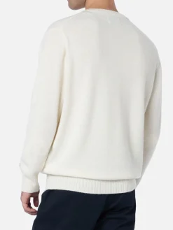 Weißer Herrenpullover Heron mit Verbier Après-Ski-Stickerei