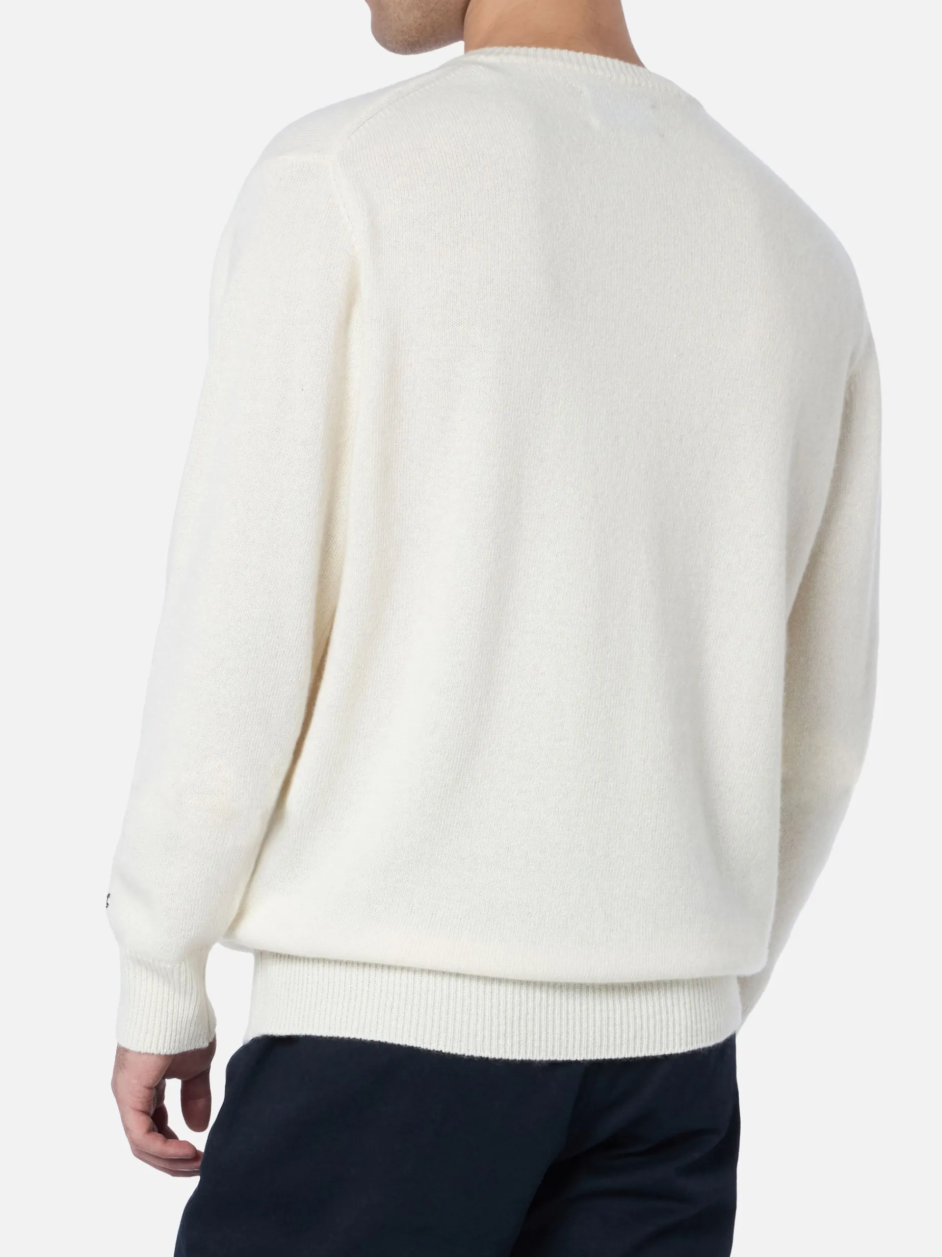 Weißer Herrenpullover Heron mit Verbier Après-Ski-Stickerei