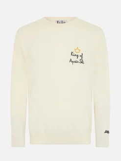 Weißer Herrenpullover Heron mit King of Après-Ski-Stickerei