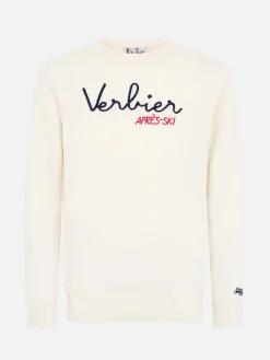 Weißer Herrenpullover Heron mit Verbier Après-Ski-Stickerei