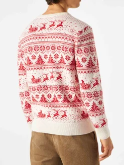 Weißer Herrenpullover mit Weihnachtsdruck